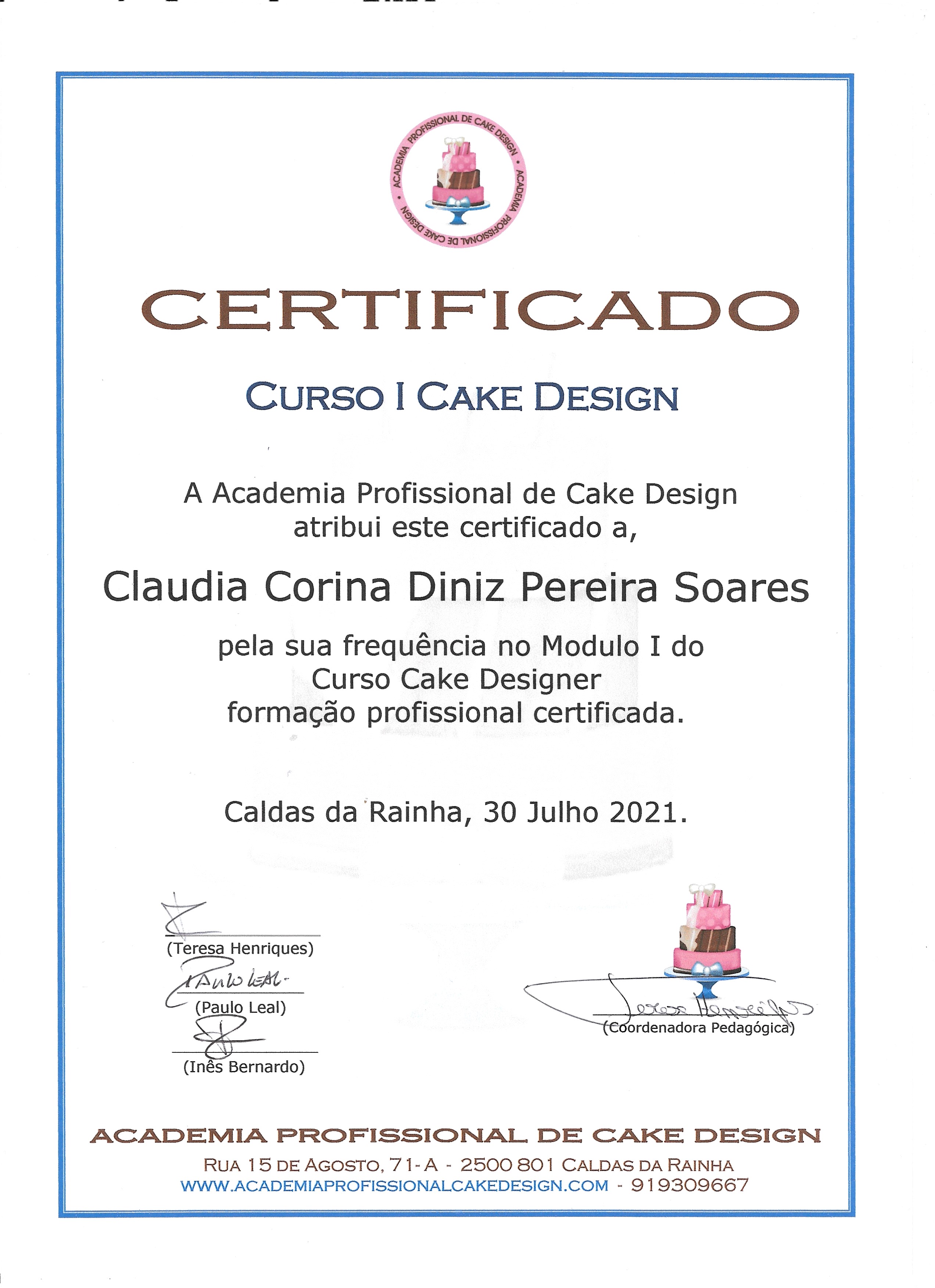 Certificado de Cake Design Modulo I