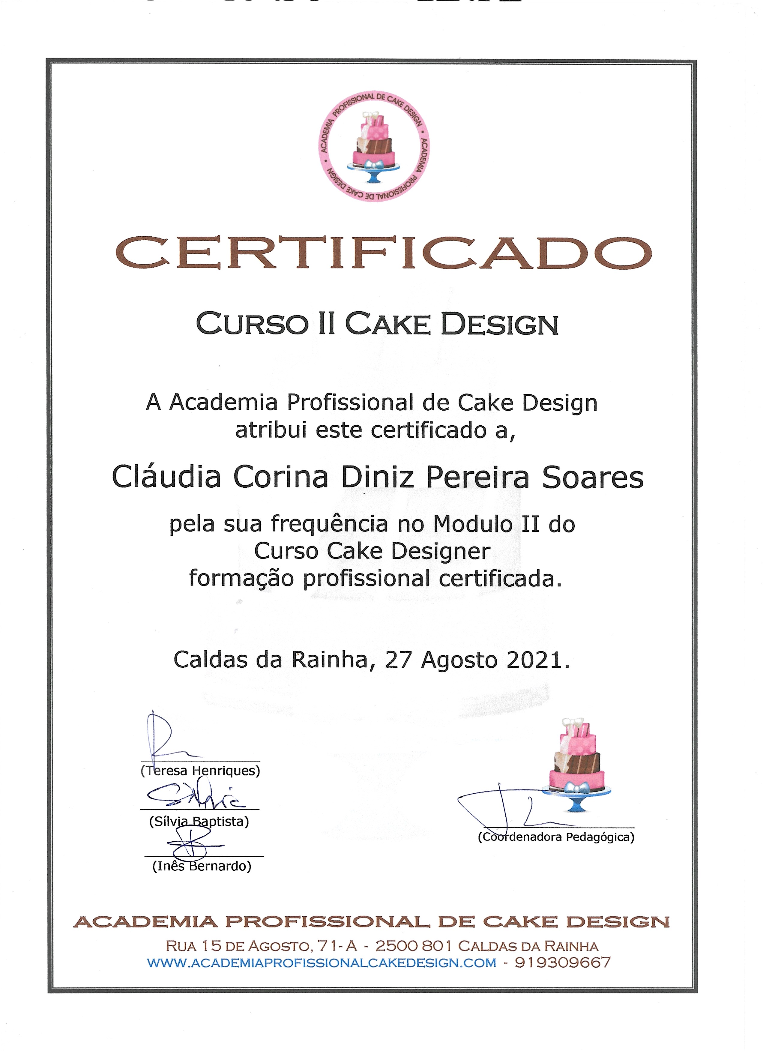 Certificado de Cake Design Modulo II