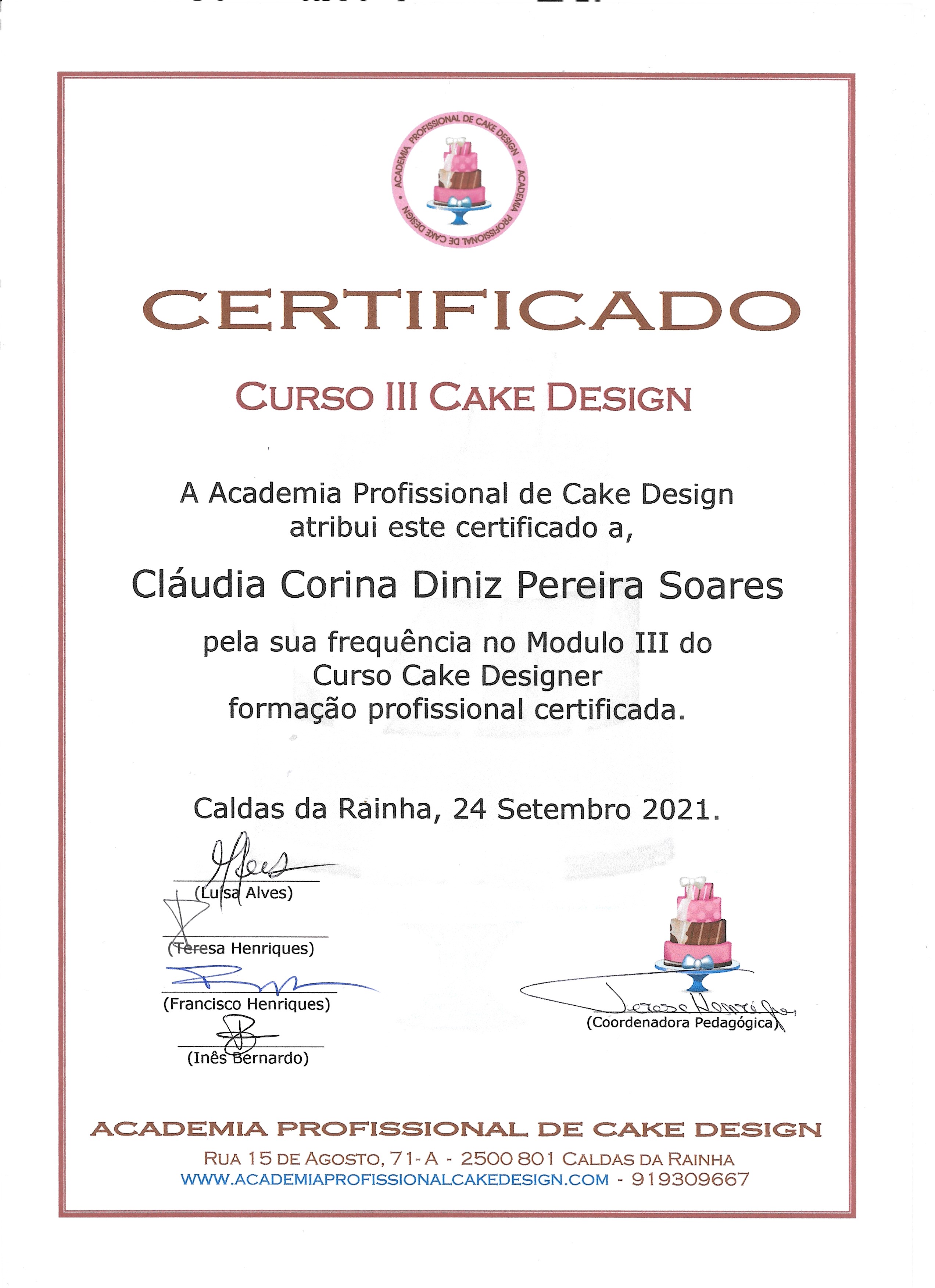 Certificado de Cake Design Modulo III