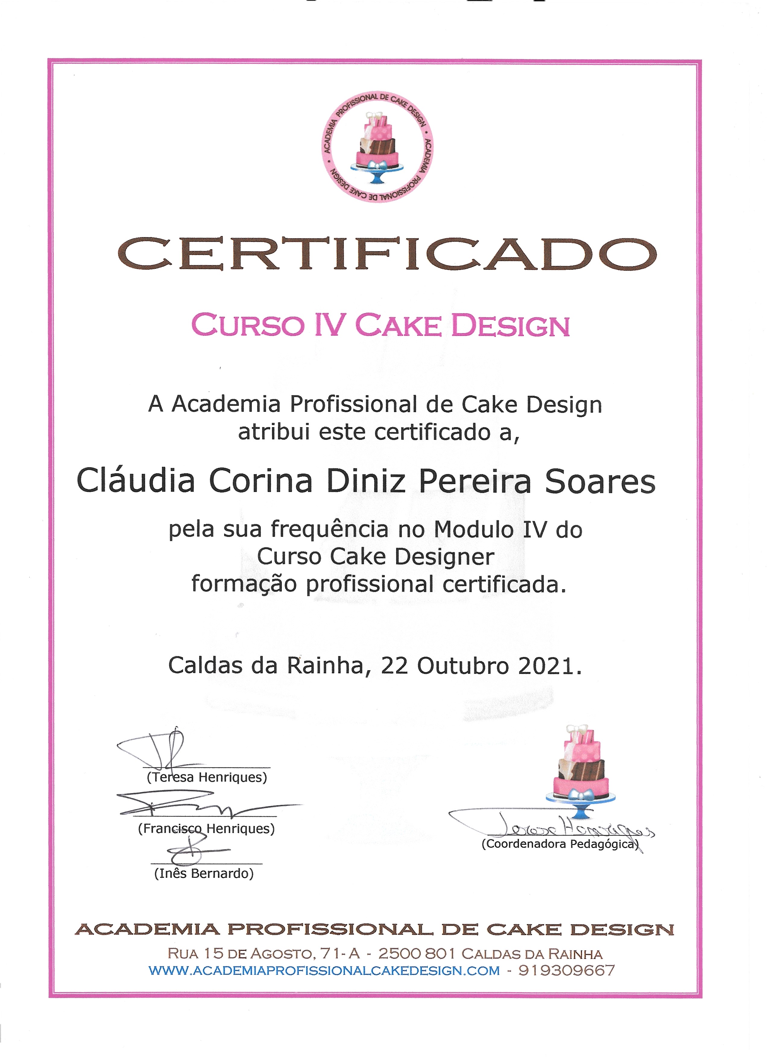 Certificado de Cake Design Modulo IV